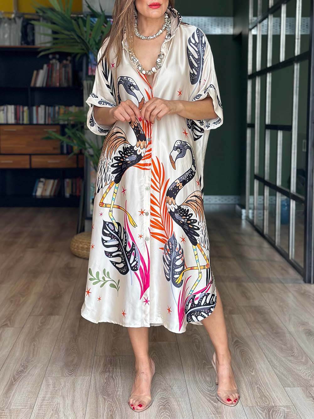 TROPICAL FLAMINGO LUXE DRESS