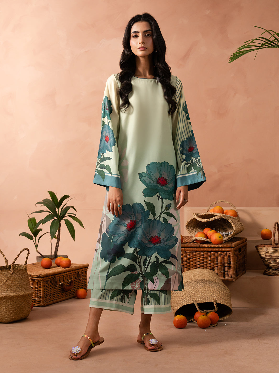 IRAYA - Swiss Cotton Green 2-Piece Kurta Set for Women