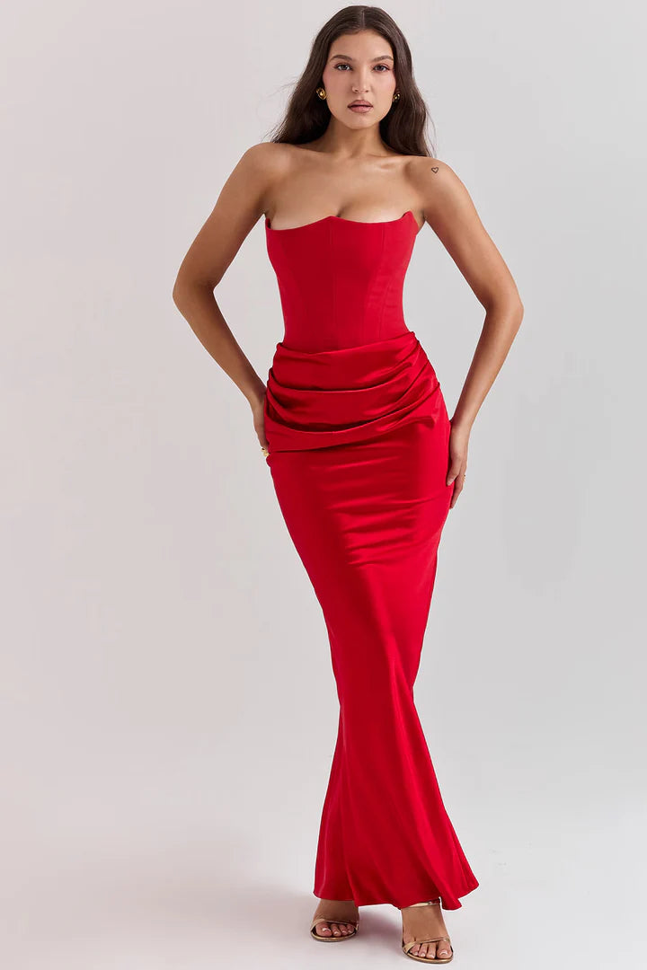 SNATCHED DYNASTY MAXI DRESS - RED
