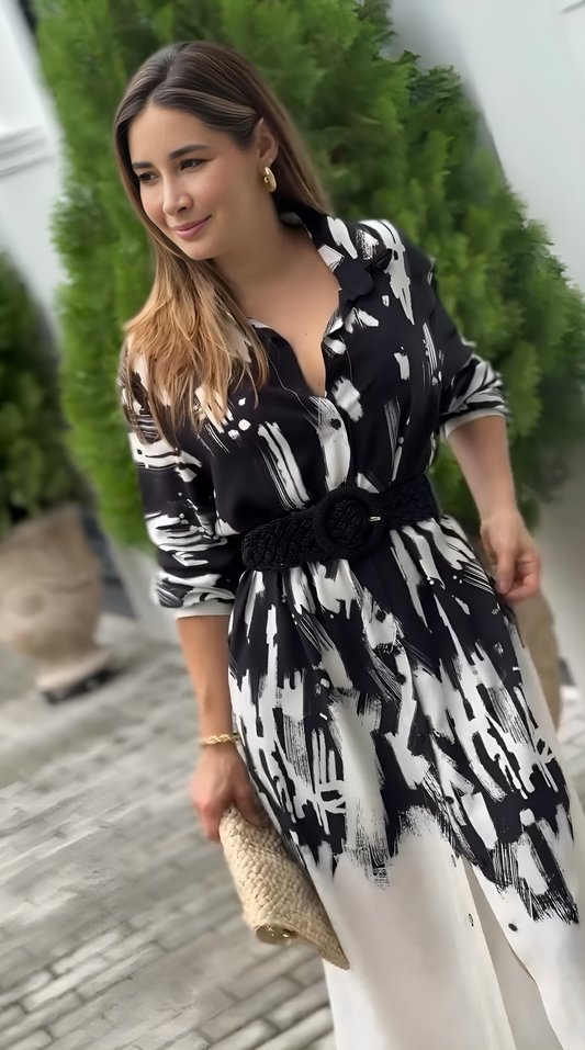 VINTAGE NOIR SHIRT DRESS - TOP