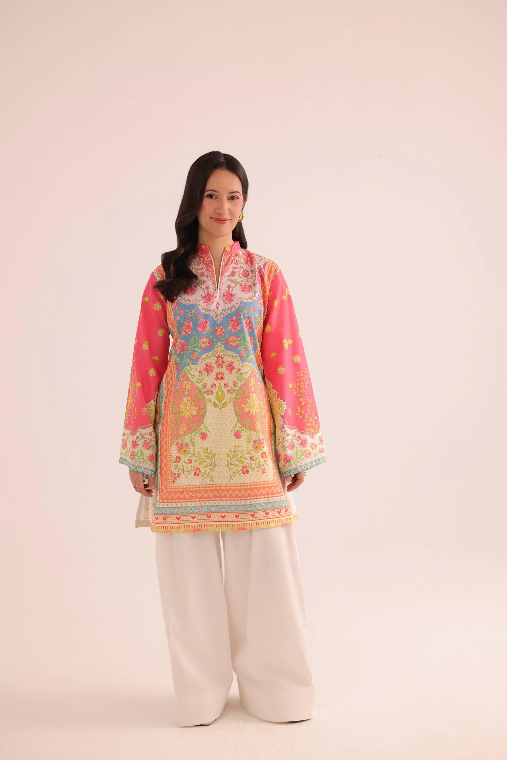 Pink Souk Linen Printed Lawn Farshi Pant Cord Set