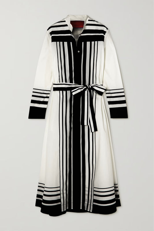 YIN YAN STRIPED MIDI DRESS