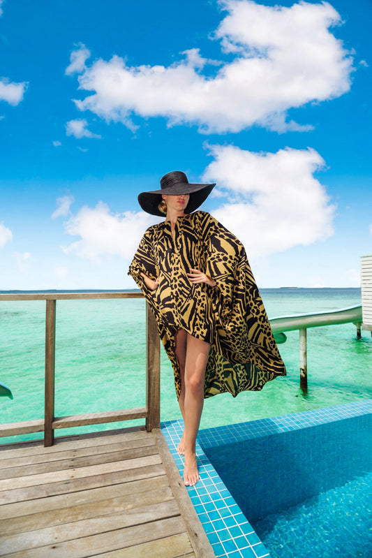 LEOPARD OVERALL COVER-UP KAFTAN