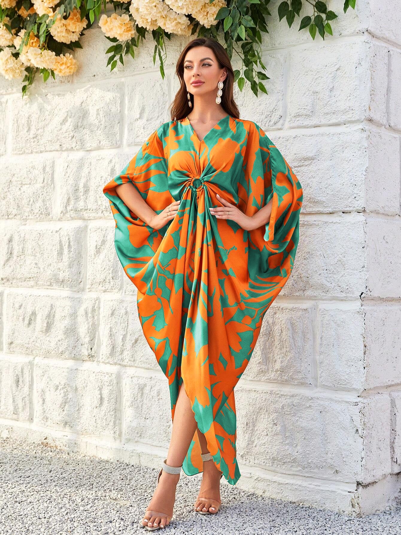 LUANA TROPICAL RING KAFTAAN DRESS