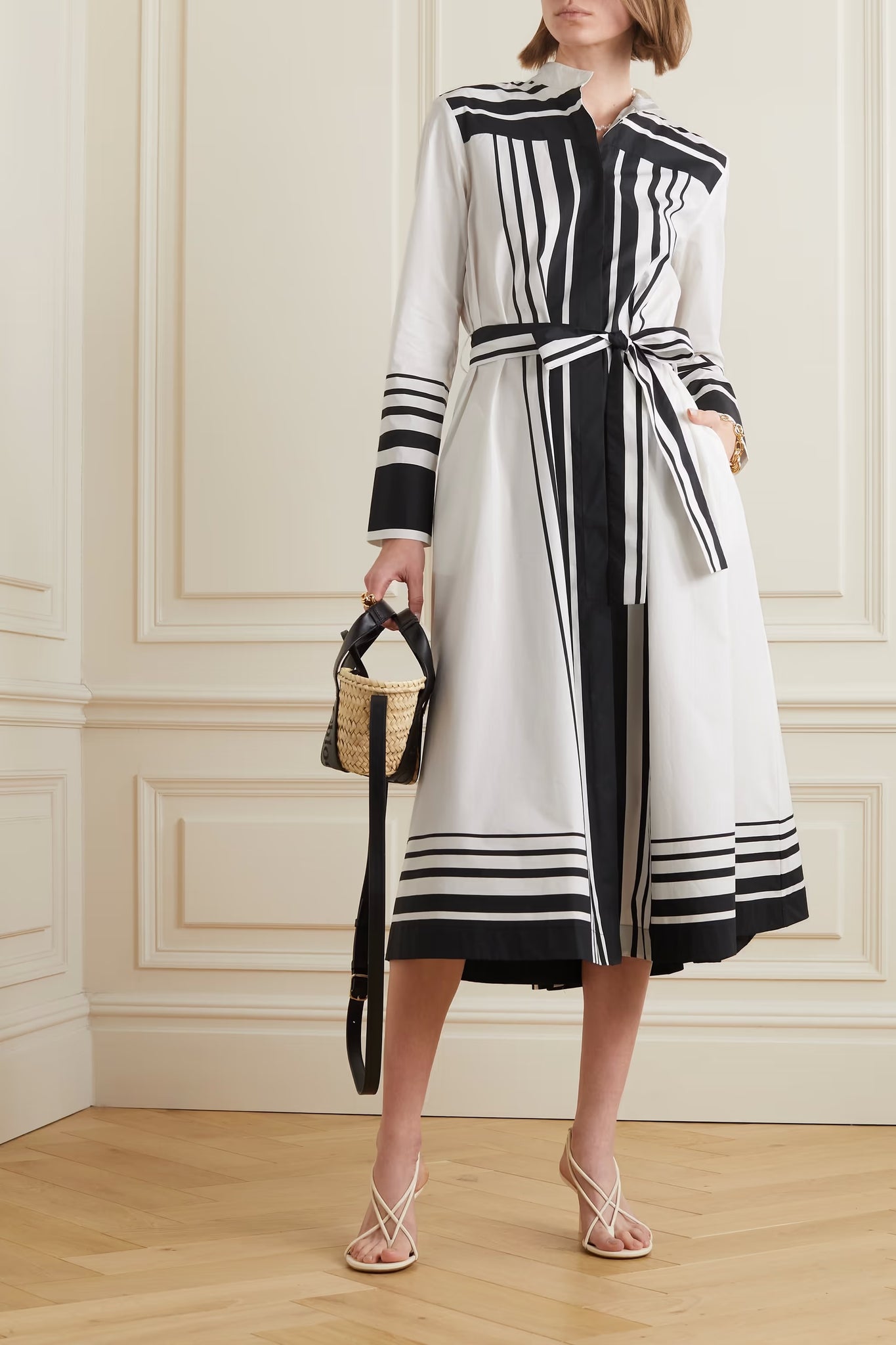 YIN YAN STRIPED MIDI DRESS