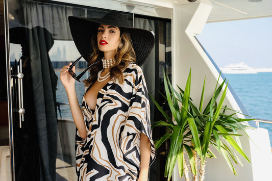 B&W STRIPES KAFTAN DRESS