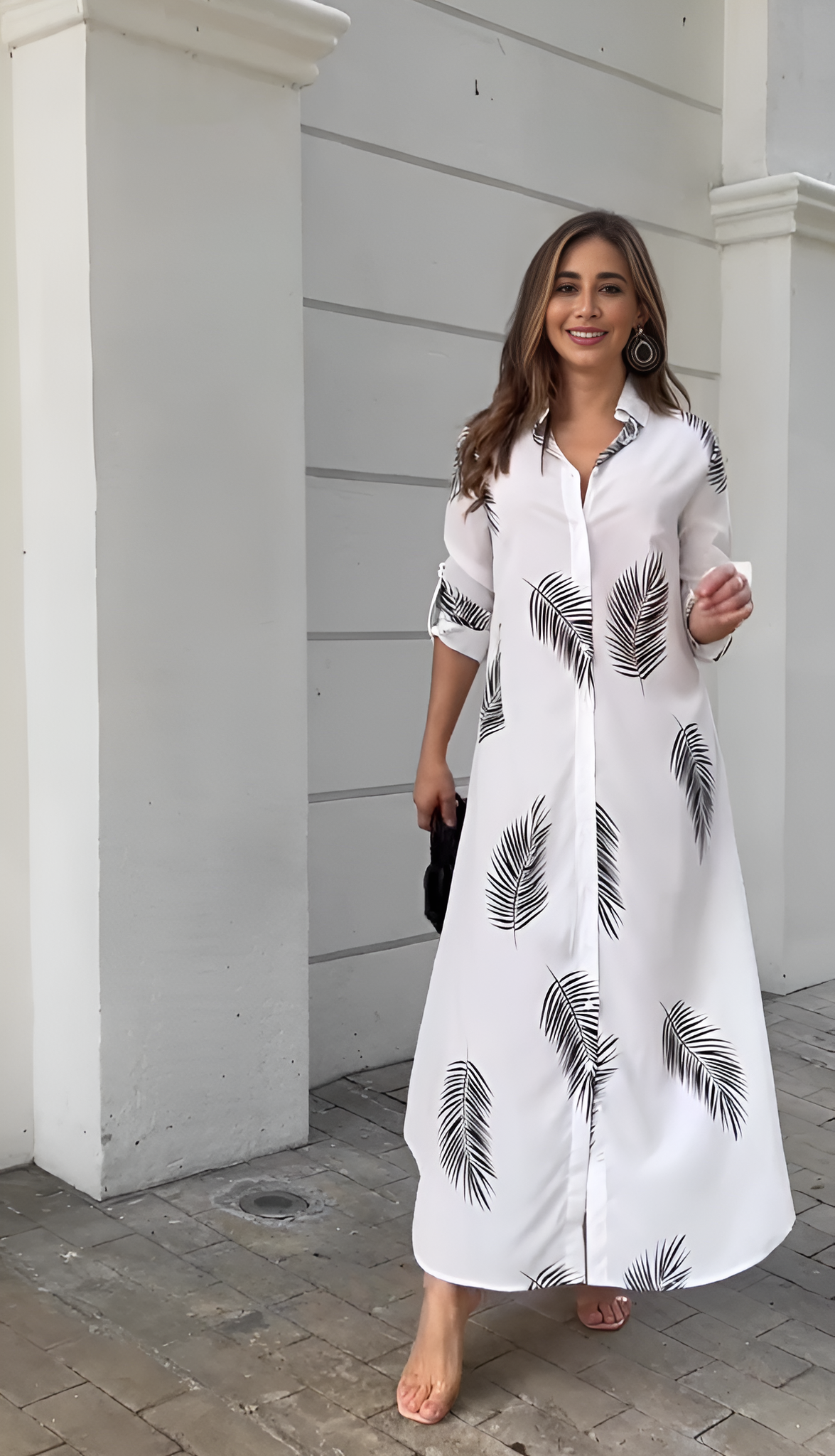 AZURE PALM SHIRT DRESS