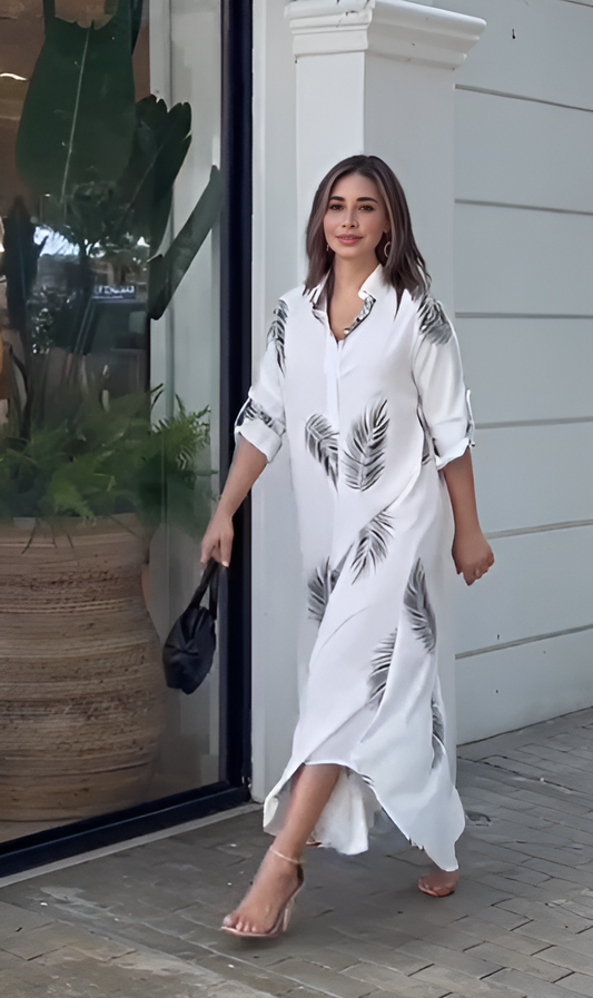 AZURE PALM SHIRT DRESS