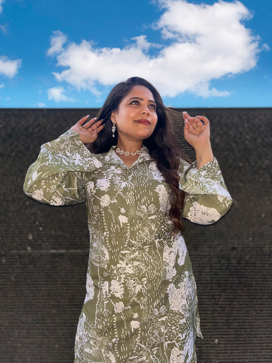 VINTAGE TOILE BLOOM CO-ORD SET - GREEN