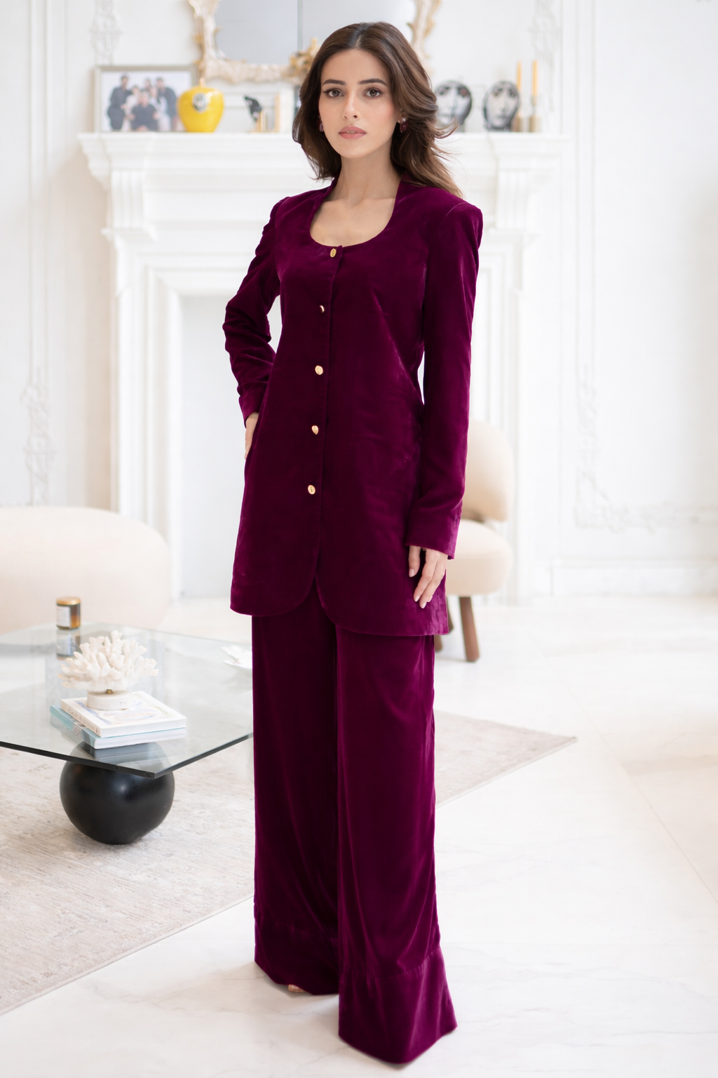 PLUM AUTHORITY VELVET BLAZER CORD SET