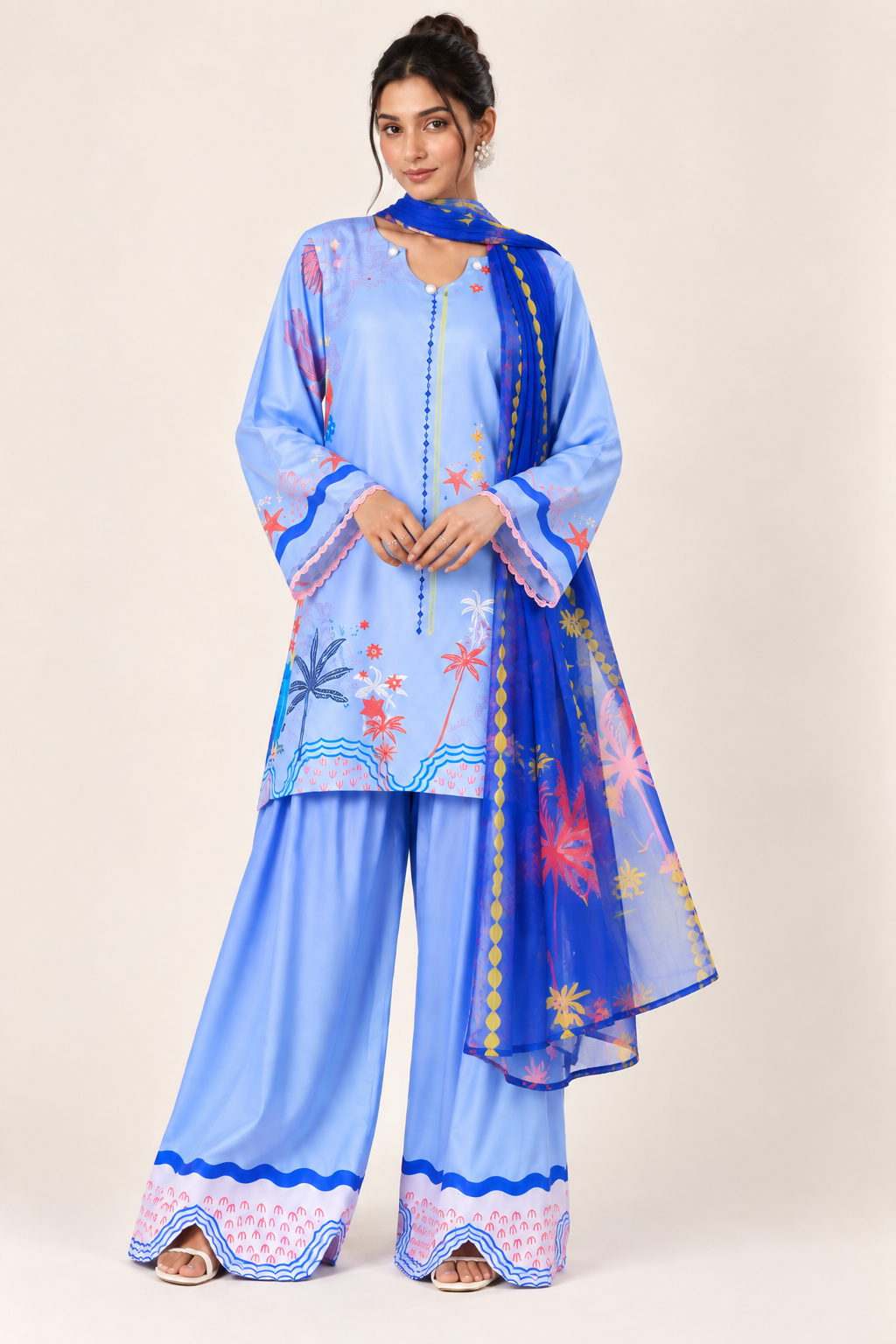 Neel Cord Set With Dupatta