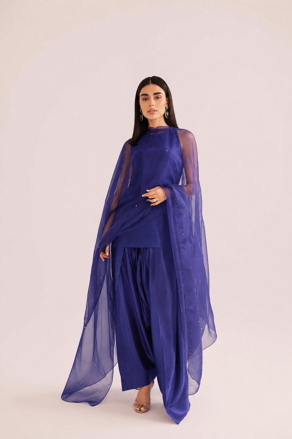 LUXE KANWAL FARSHI SALWAR SET - ORANGE