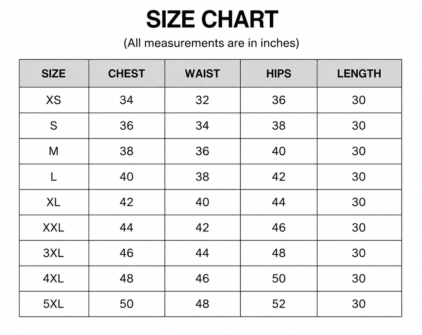 Size Chart