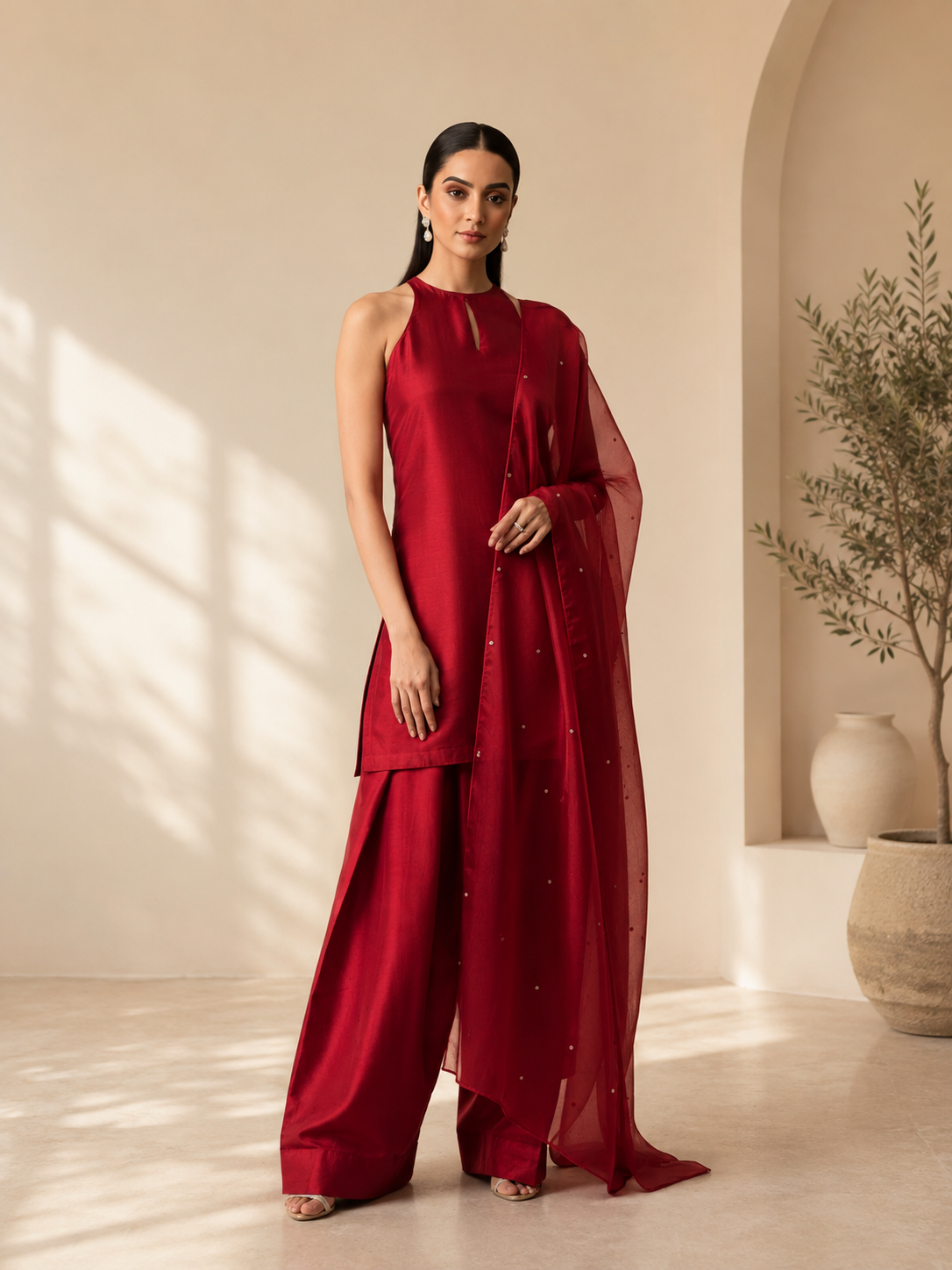 LUXE KANWAL FARSHI SALWAR SET - ORANGE