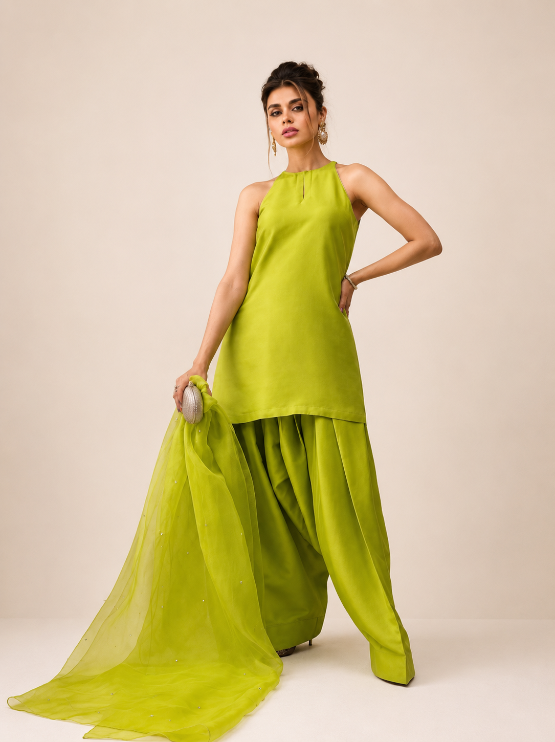LUXE KANWAL FARSHI SALWAR SET - ORANGE