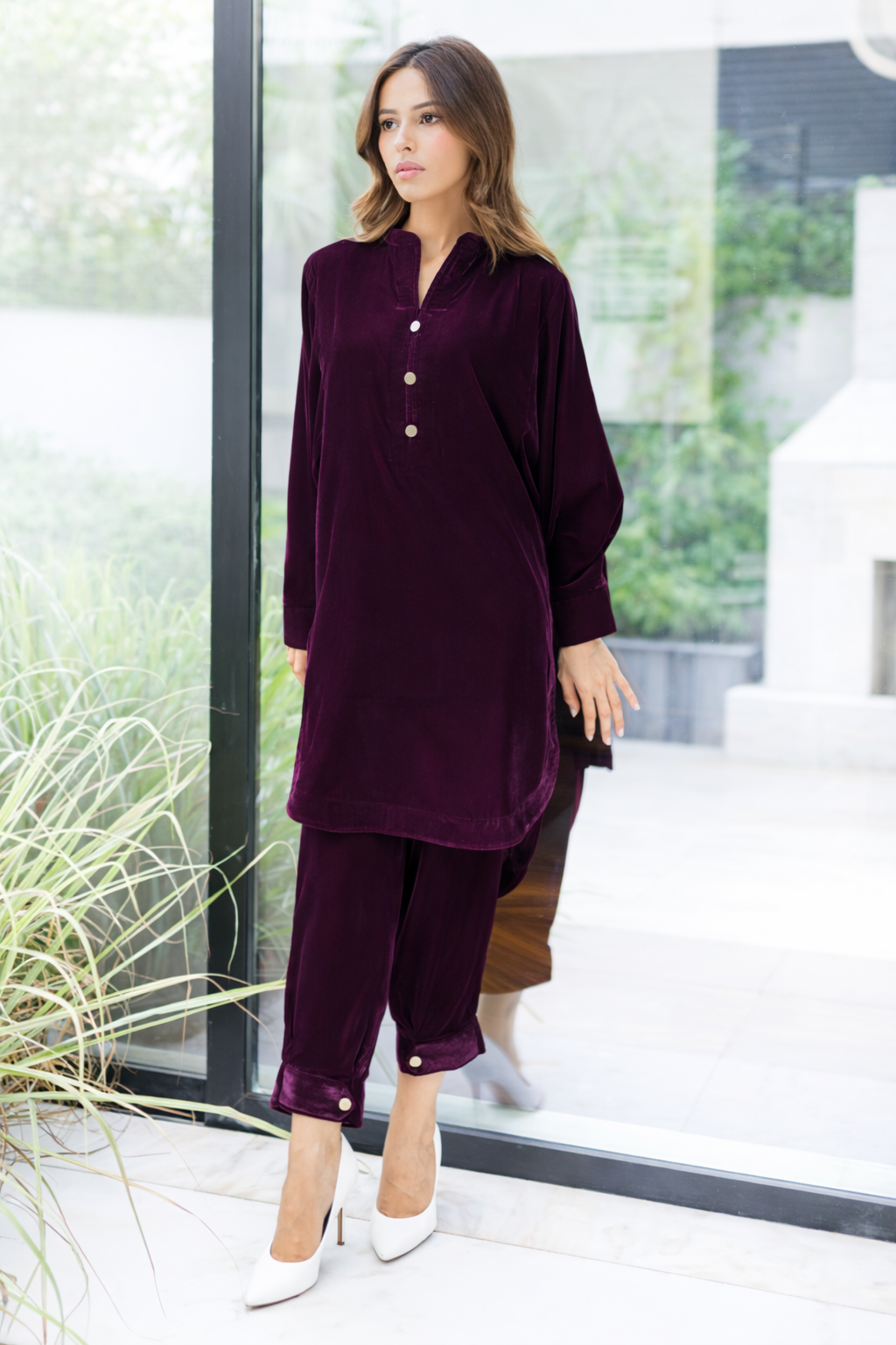 PLUM VELVET CORD SET