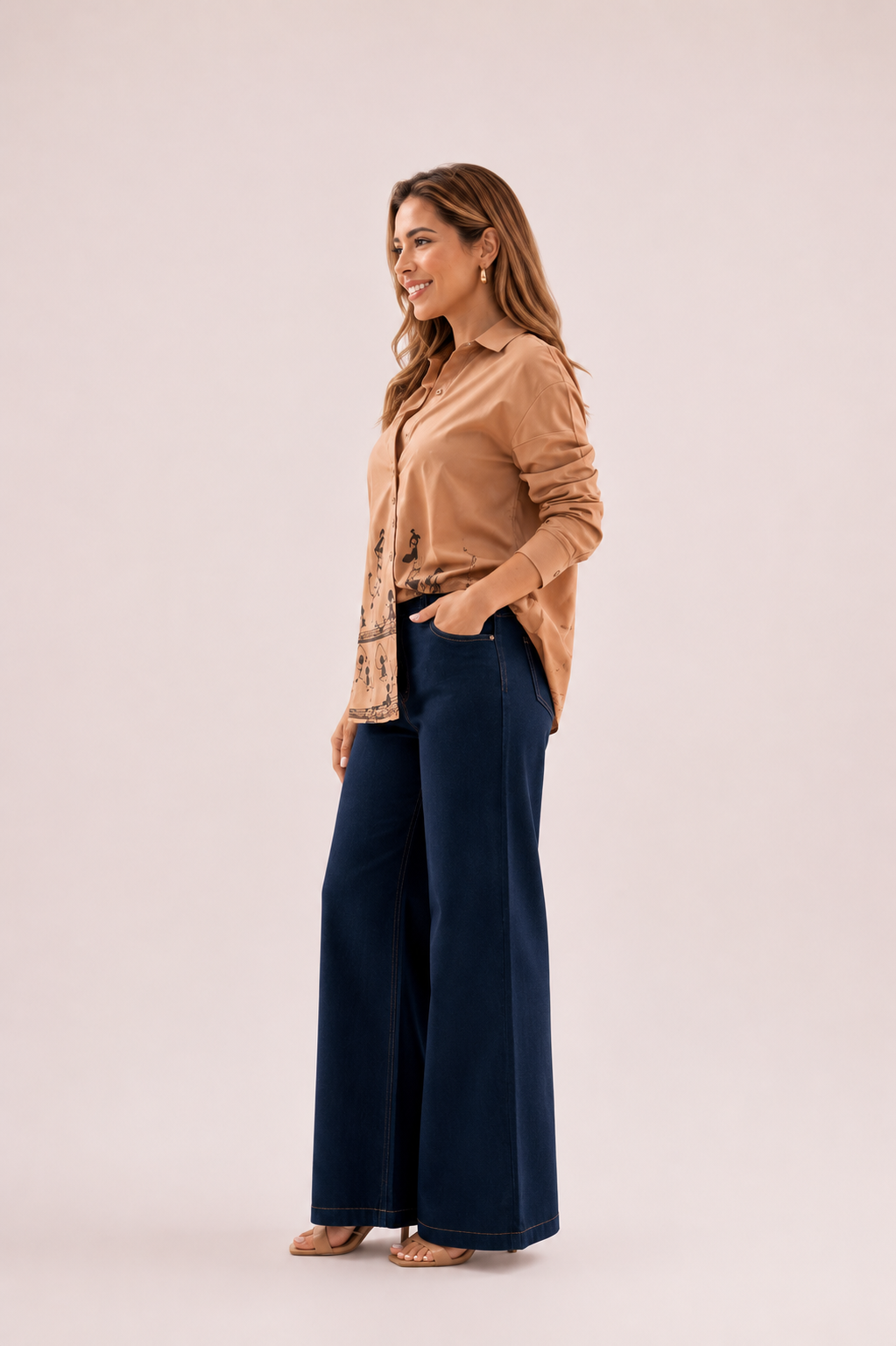 MELODY MOCHA ASYMMETRIC SHIRT