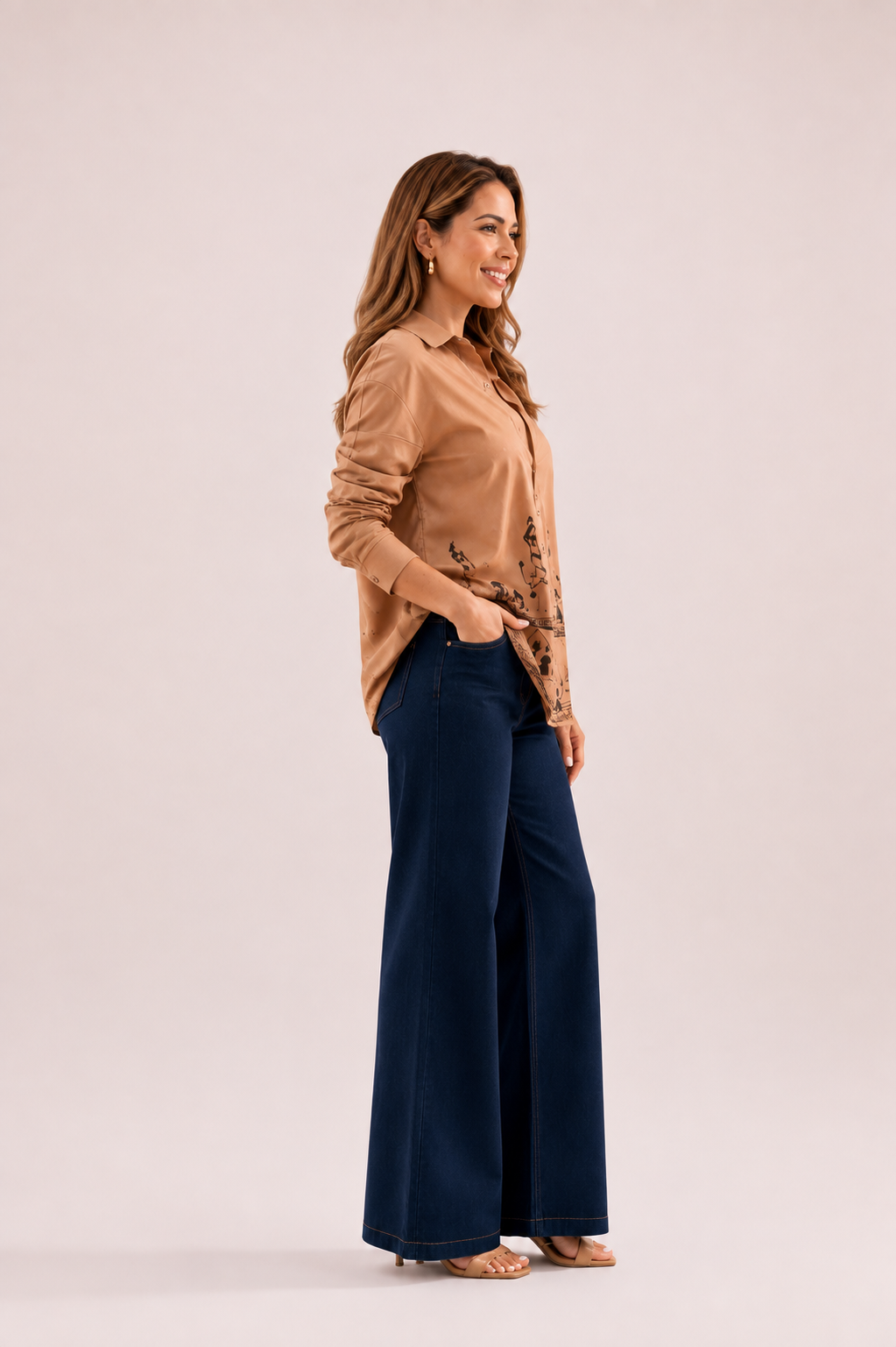 MELODY MOCHA ASYMMETRIC SHIRT