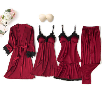 NOIR ELEGANCE SILK ENSEMBLE - 5PC SET