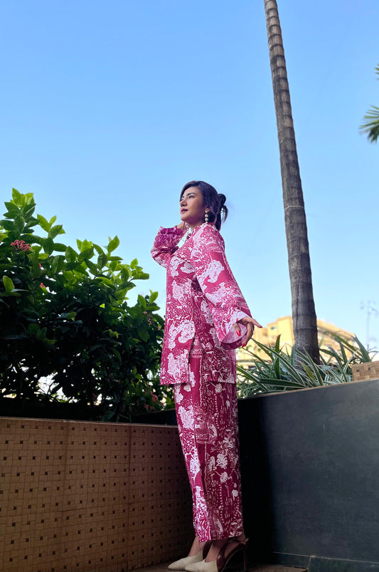 VINTAGE TOILE BLOOM CO-ORD SET - PINK
