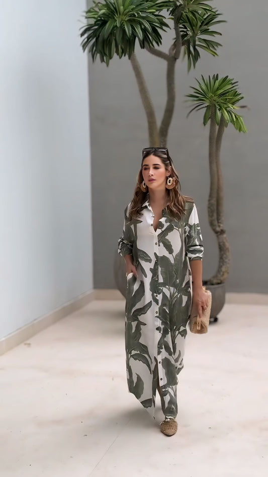 TROPICAL LUXE MAXI SHIRT DRESS