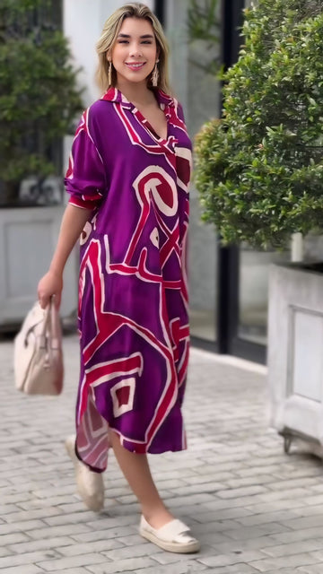 FUCHSIA FROST SHIRT MAXI DRESS