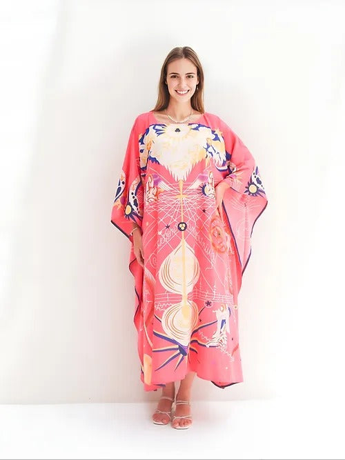 CORAL BLOOM LONG KAFTAN