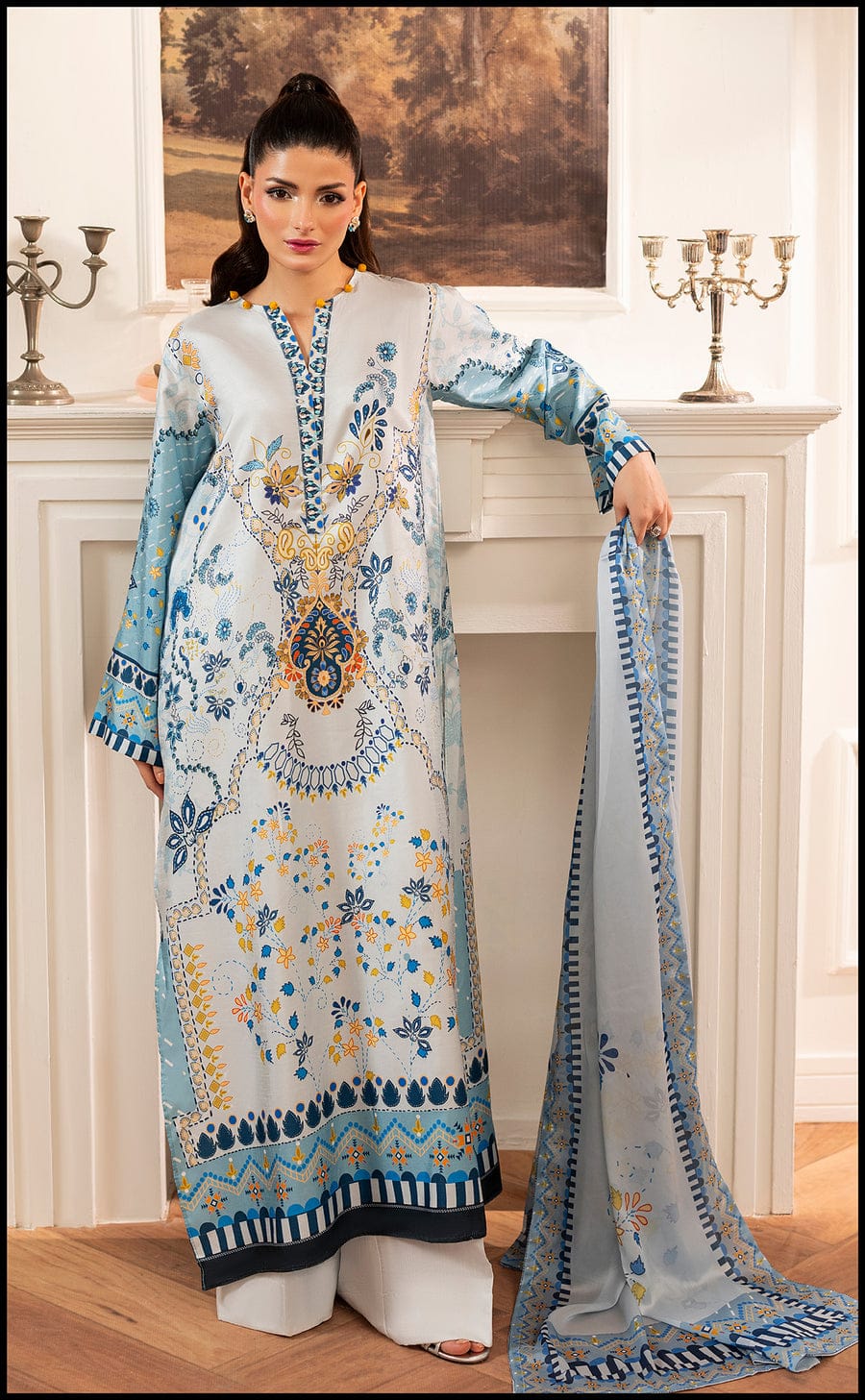 SANJH -  Zaria 3-Piece Long Kurta Set with Dupatta for Women