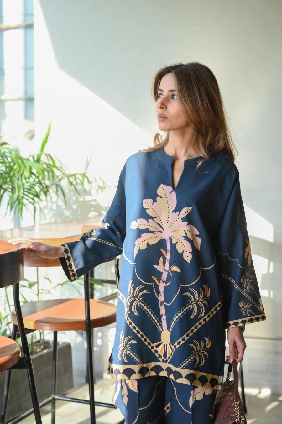 MIDNIGHT PALM LINEN CO-ORD SET