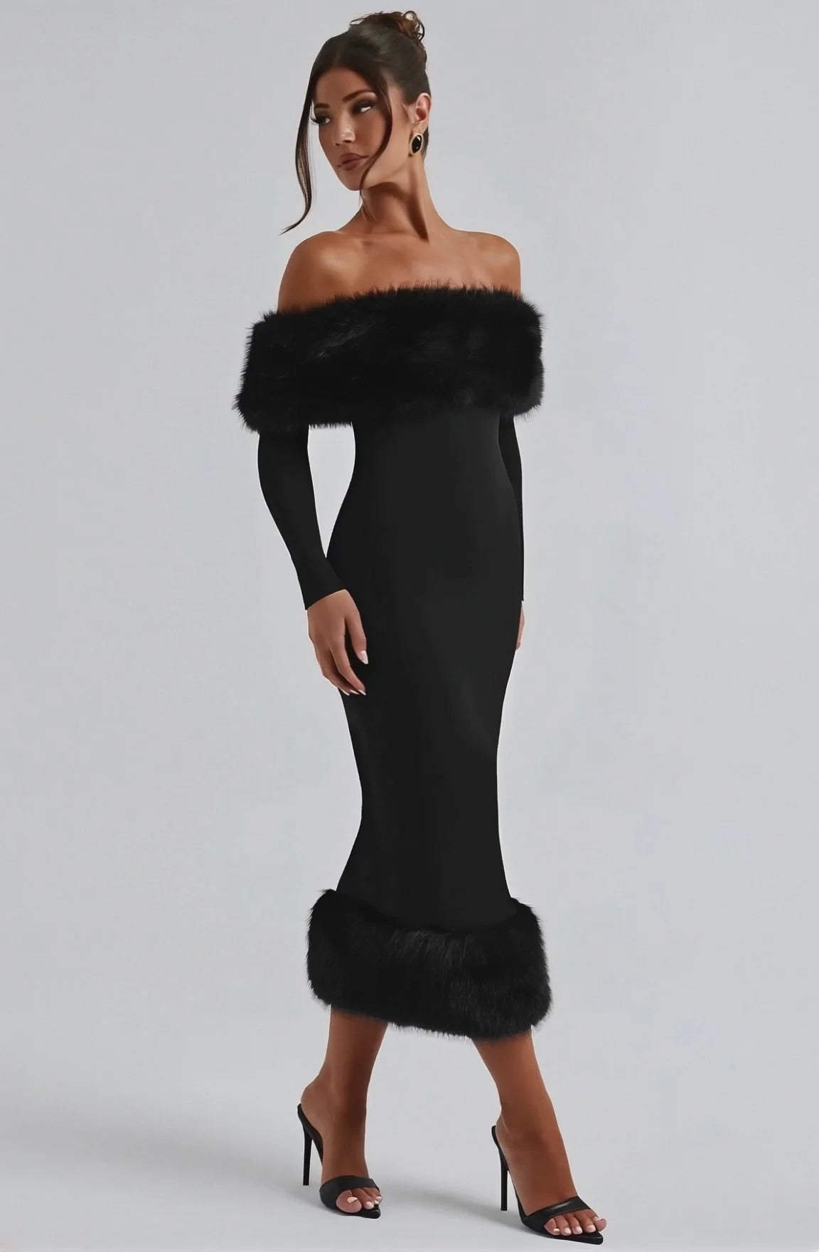 FUR FLIRT COLD SHOULDER GOWN
